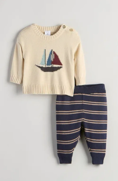 Nordstrom Icon Jacquard Sweater & Joggers Set In Neutral