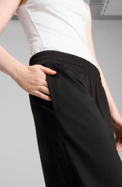 Puma Low Rise Popper Side Snap Pants In Black