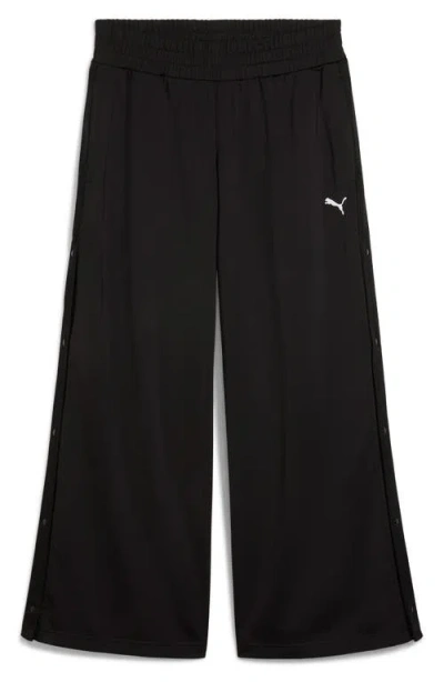 Puma Low Rise Popper Side Snap Pants In Black