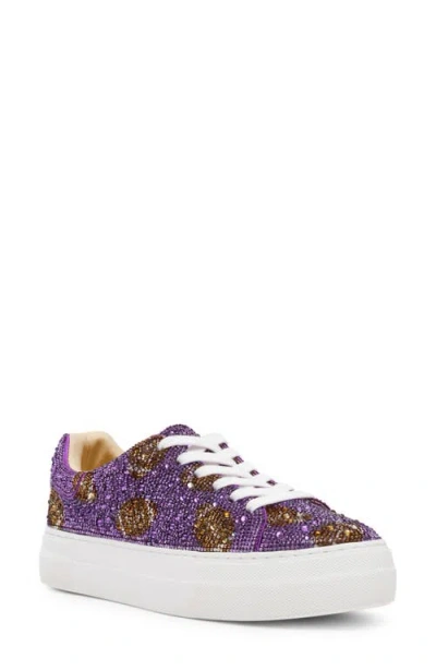 Betsey Johnson Sidny Crystal Pavé Platform Sneaker In Purple