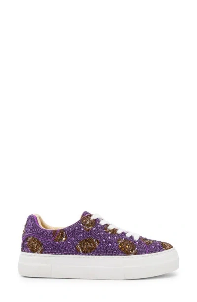 Betsey Johnson Sidny Crystal Pavé Platform Sneaker In Purple
