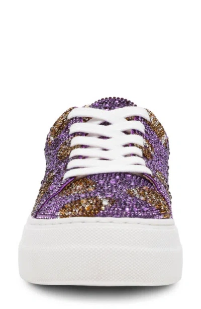 Betsey Johnson Sidny Crystal Pavé Platform Sneaker In Purple