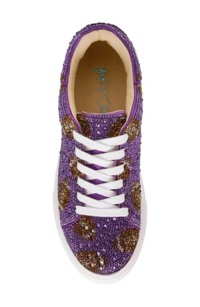 Betsey Johnson Sidny Crystal Pavé Platform Sneaker In Purple