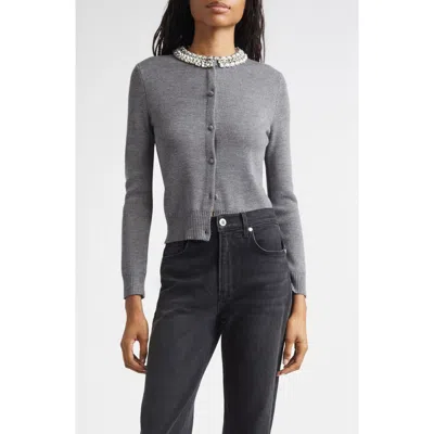 Veronica Beard Daro Embellished Collar Cardigan In Gray