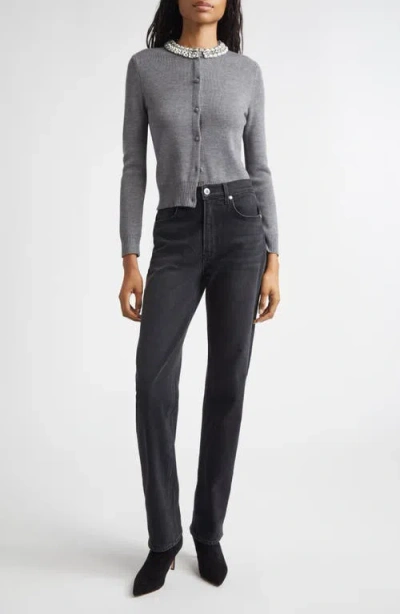 Veronica Beard Daro Embellished Collar Cardigan In Gray