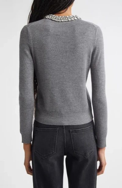 Veronica Beard Daro Embellished Collar Cardigan In Gray