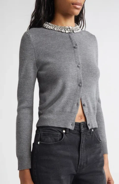 Veronica Beard Daro Embellished Collar Cardigan In Gray