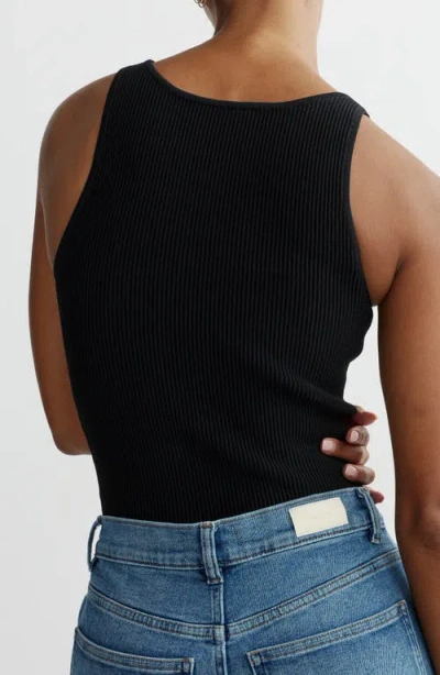 Dl1961 Scoop Neck Rib Tank In Black