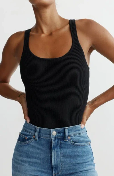 Dl1961 Scoop Neck Rib Tank In Black