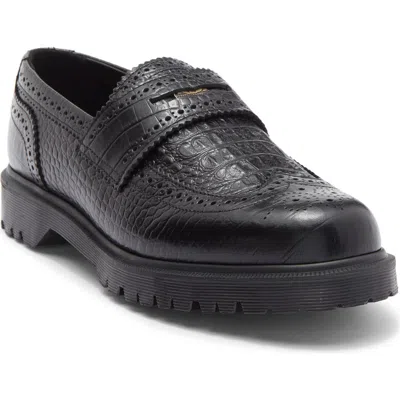 Dr. Martens Penton Brogue Emboss Leather Loafers In Black