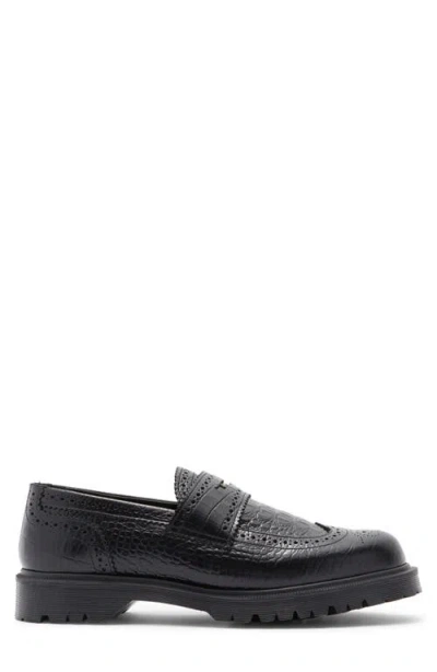 Dr. Martens Penton Brogue Emboss Leather Loafers In Black