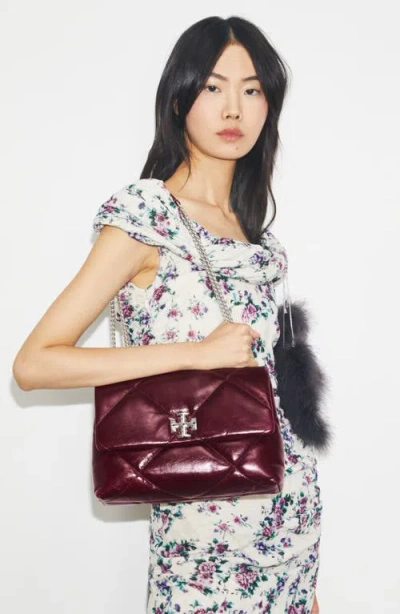 Tory Burch Kira Diamond Quilted Distressed Leather Convertible Crossbody Bag In Red