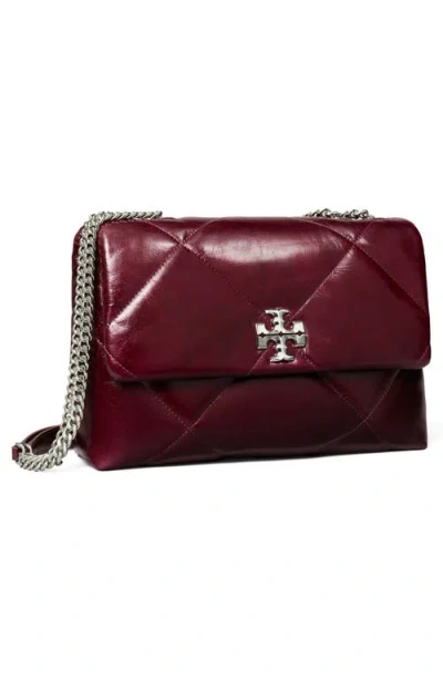 Tory Burch Kira Diamond Quilted Distressed Leather Convertible Crossbody Bag In Red