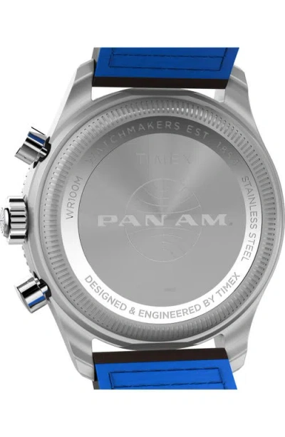 Timex ® X Pan Am® Waterbury Fly Back Chronograph Leather Strap Watch, 43mm In Blue