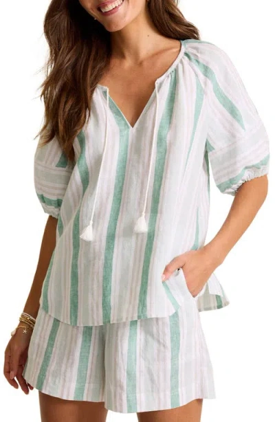Tommy Bahama Seabright Cove Stripe Linen Top In Multi