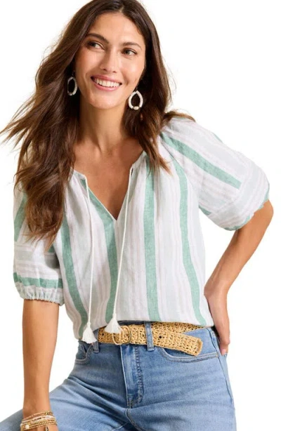 Tommy Bahama Seabright Cove Stripe Linen Top In Multi