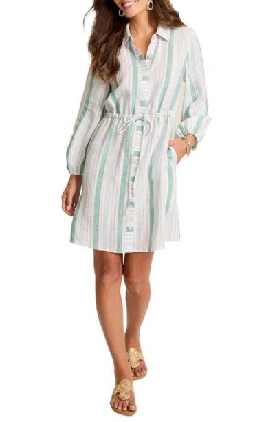 Tommy Bahama Seaside Cove Stripe Long Sleeve Linen Shirtdress In Multi