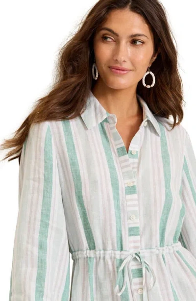 Tommy Bahama Seaside Cove Stripe Long Sleeve Linen Shirtdress In Multi