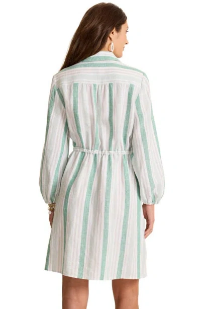 Tommy Bahama Seaside Cove Stripe Long Sleeve Linen Shirtdress In Multi