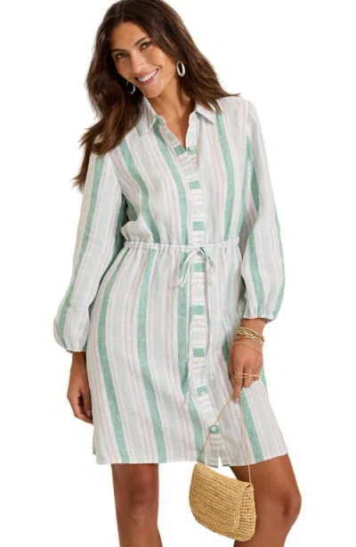 Tommy Bahama Seaside Cove Stripe Long Sleeve Linen Shirtdress In Multi