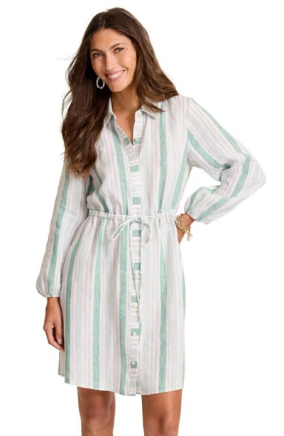 Tommy Bahama Seaside Cove Stripe Long Sleeve Linen Shirtdress In Multi