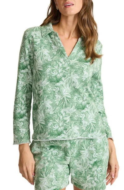 Tommy Bahama Marina Del Mar Forte Botanical Print Cotton Fleece Top In Green