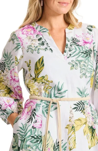 Tommy Bahama Petal Of Luxury Long Sleeve Linen Dress In Multi