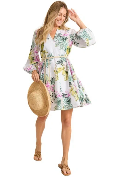 Tommy Bahama Petal Of Luxury Long Sleeve Linen Dress In Multi