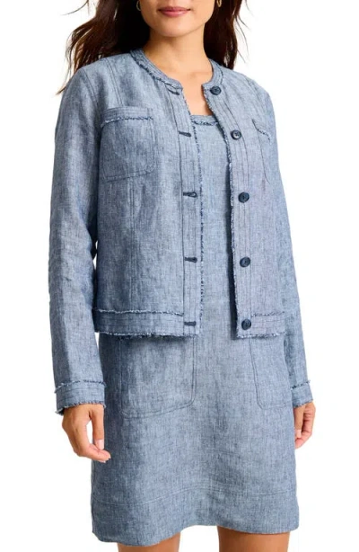 Tommy Bahama Two Palms Patch Pocket Linen Jacket In Blue