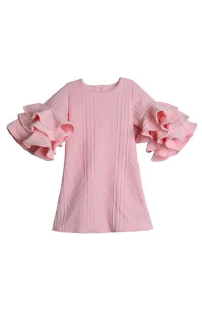 Mia Belle Girls Best Pick  Ruffle Sleeve Sweater Dress In Pink