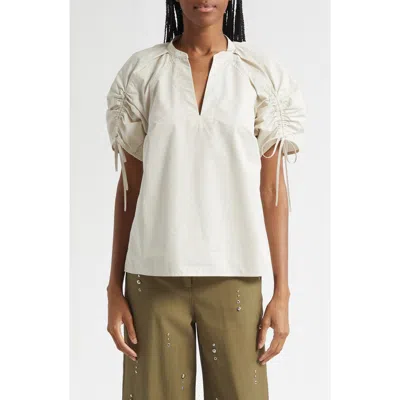 3.1 Phillip Lim Ruched Sleeve V-neck Top In Multi