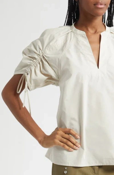 3.1 Phillip Lim Ruched Sleeve V-neck Top In Multi