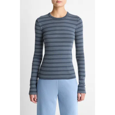 Vince Stripe Long Sleeve T-shirt In Blue