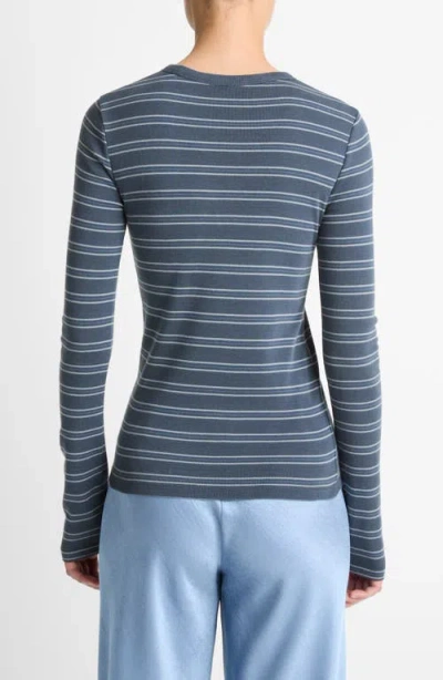 Vince Stripe Long Sleeve T-shirt In Blue