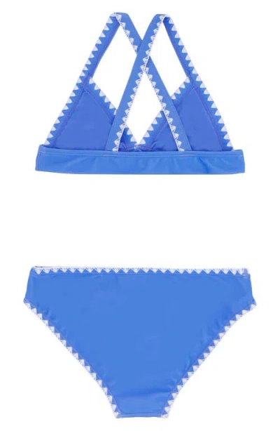 Feather 4 Arrow Kids' Coastline Whipstitch Trim Upf 50+ Two-piece Swimsuit In Blue