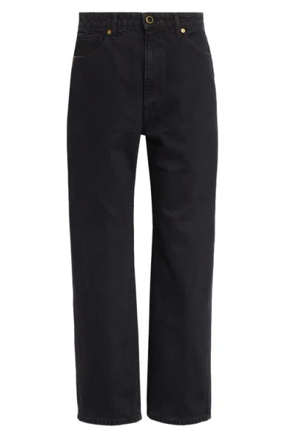 Khaite Abigail High Waist Crop Straight Leg Jeans In Black