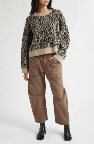 Nili Lotan Zamira Leopard-jacquard Cashmere And Silk-blend Sweater In Black