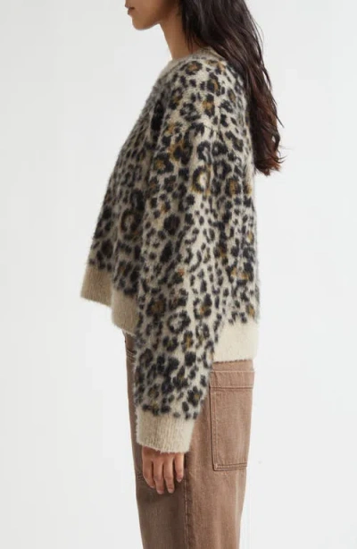 Nili Lotan Zamira Leopard-jacquard Cashmere And Silk-blend Sweater In Black