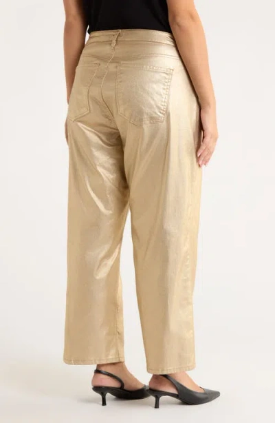 Kut From The Kloth Coated High Waist Wide Leg Ankle Jeans In Brown