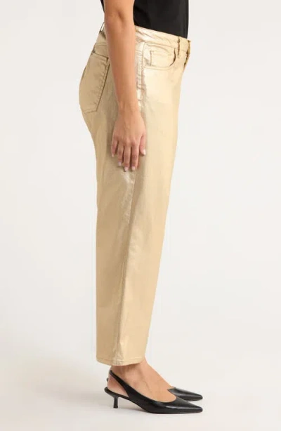 Kut From The Kloth Coated High Waist Wide Leg Ankle Jeans In Brown