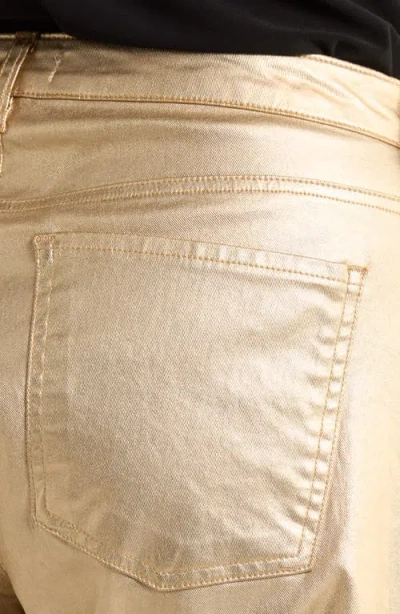 Kut From The Kloth Coated High Waist Wide Leg Ankle Jeans In Brown