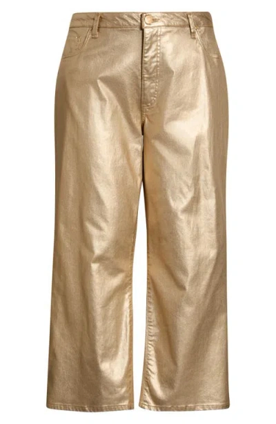 Kut From The Kloth Coated High Waist Wide Leg Ankle Jeans In Brown