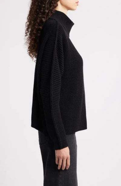 Frank & Eileen Montecito Mock Neck Cotton Sweater In Black