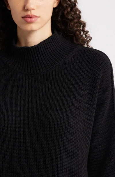 Frank & Eileen Montecito Mock Neck Cotton Sweater In Black