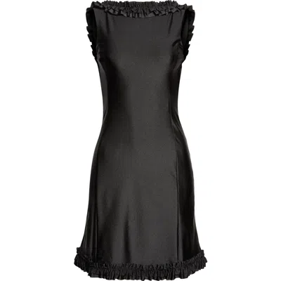 Sandy Liang Prim Open Back Minidress In Black