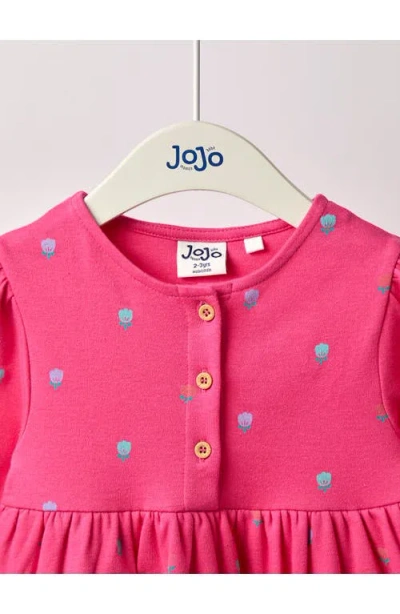 Jojo Maman Bébé Jojo Maman Bebe Kids' Dinosaur Appliqué Cotton Dress In Pink