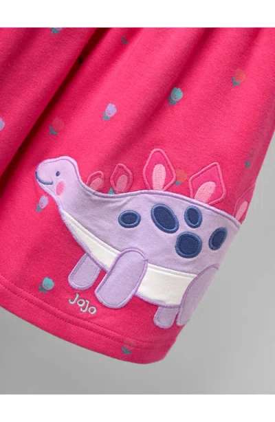 Jojo Maman Bébé Jojo Maman Bebe Kids' Dinosaur Appliqué Cotton Dress In Pink