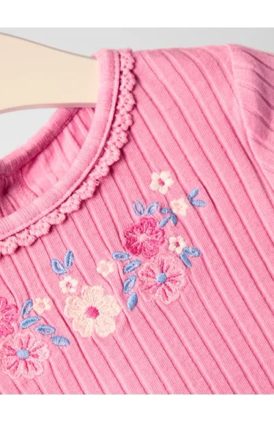 Jojo Maman Bébé Jojo Maman Bebe Kids' Floral Embroidered Long Sleeve Cotton Dress In Pink