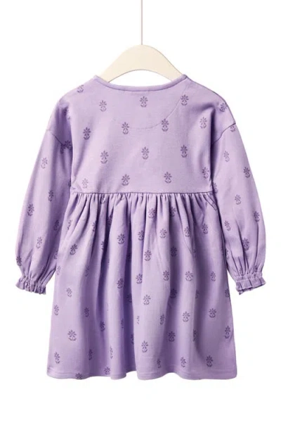 Jojo Maman Bébé Jojo Maman Bebe Kids' Butterfly Appliqué Long Sleeve Cotton Dress In Purple