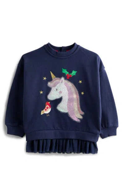 Jojo Maman Bébé Jojo Maman Bebe Kids' Unicorn Sequin Sweatshirt In Blue